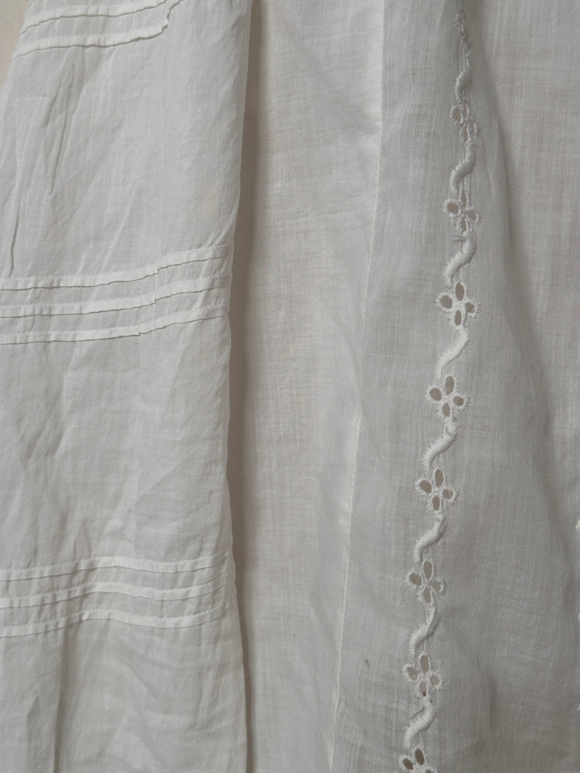 Vintage Edwardian Pleated Eyelet Cotton Bodice