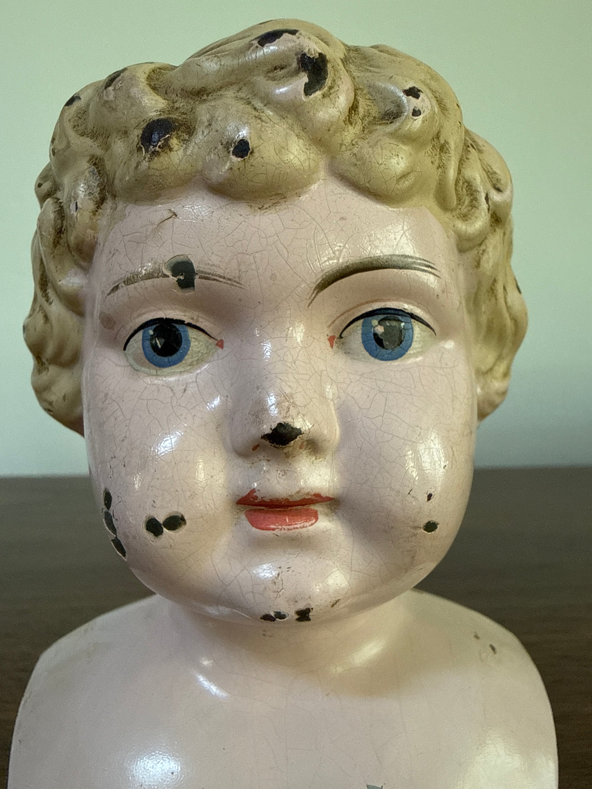 Antique 1900s Minerva Metal Doll Head by Buschow &amp; Beck | Molded Blonde Hair