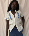 Vintage 1940’s Heavy Linen Embroidered Top