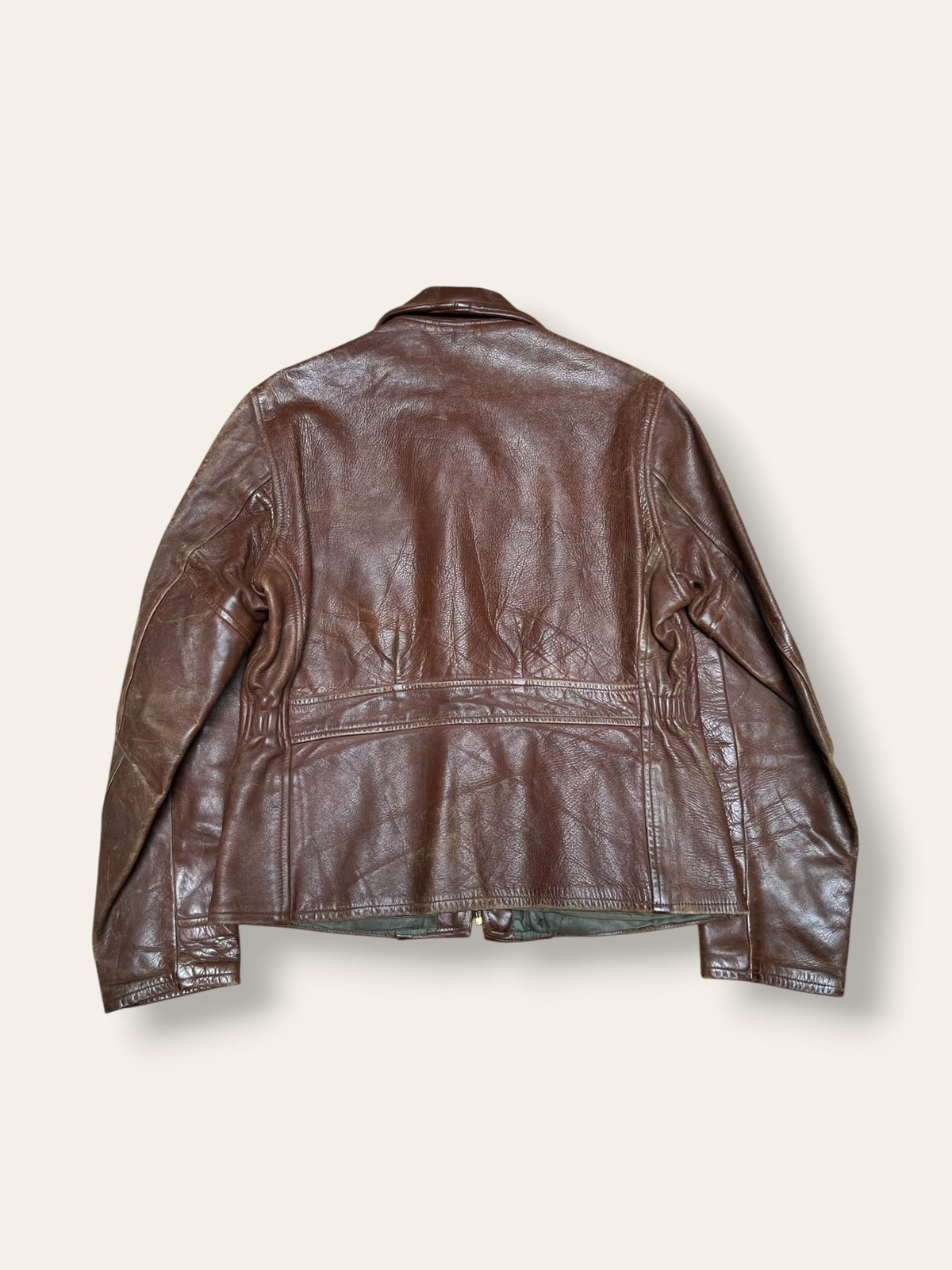 Vintage 1940s Horsehide Leather Jacket | Half Belt Leather Jacket