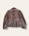Vintage 1940s Horsehide Leather Jacket | Half Belt Leather Jacket
