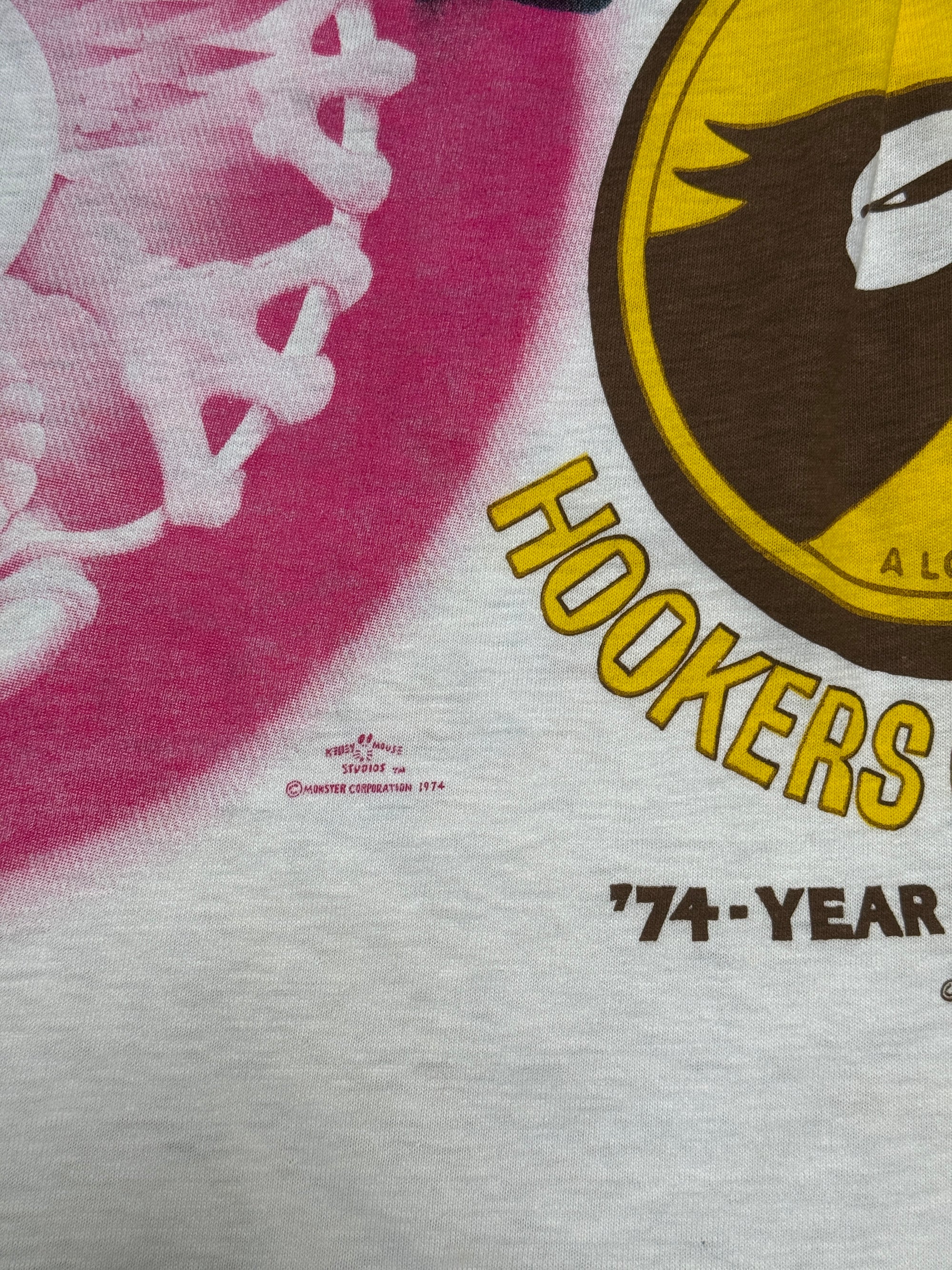 Deadstock Vintage 1974 Kelley Mouse Studio Test Print T-Shirt | City Lights Bookstore | Hookers Convention Graphic | Rare 1970s Psychedelic Art T-Shirt