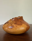 Vintage Signed Handcrafted Fir Burl Wood Bowl | Live Edge Natural Art Turned Vessel