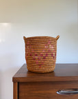 Vintage Jicarilla Apache Coil Handmade Basket With Handles | Native American Pattern Basket