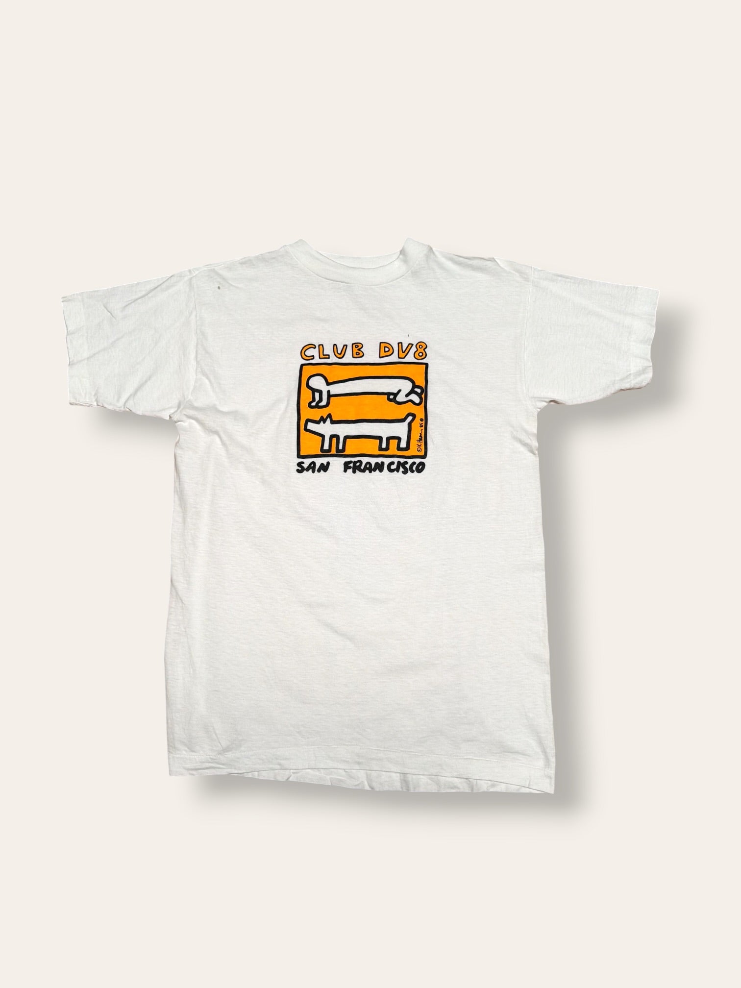 Vintage 1980s Keith Haring Club DV8 San Francisco Dog Graphic T-Shirt | Vintage Graphic Art Tee