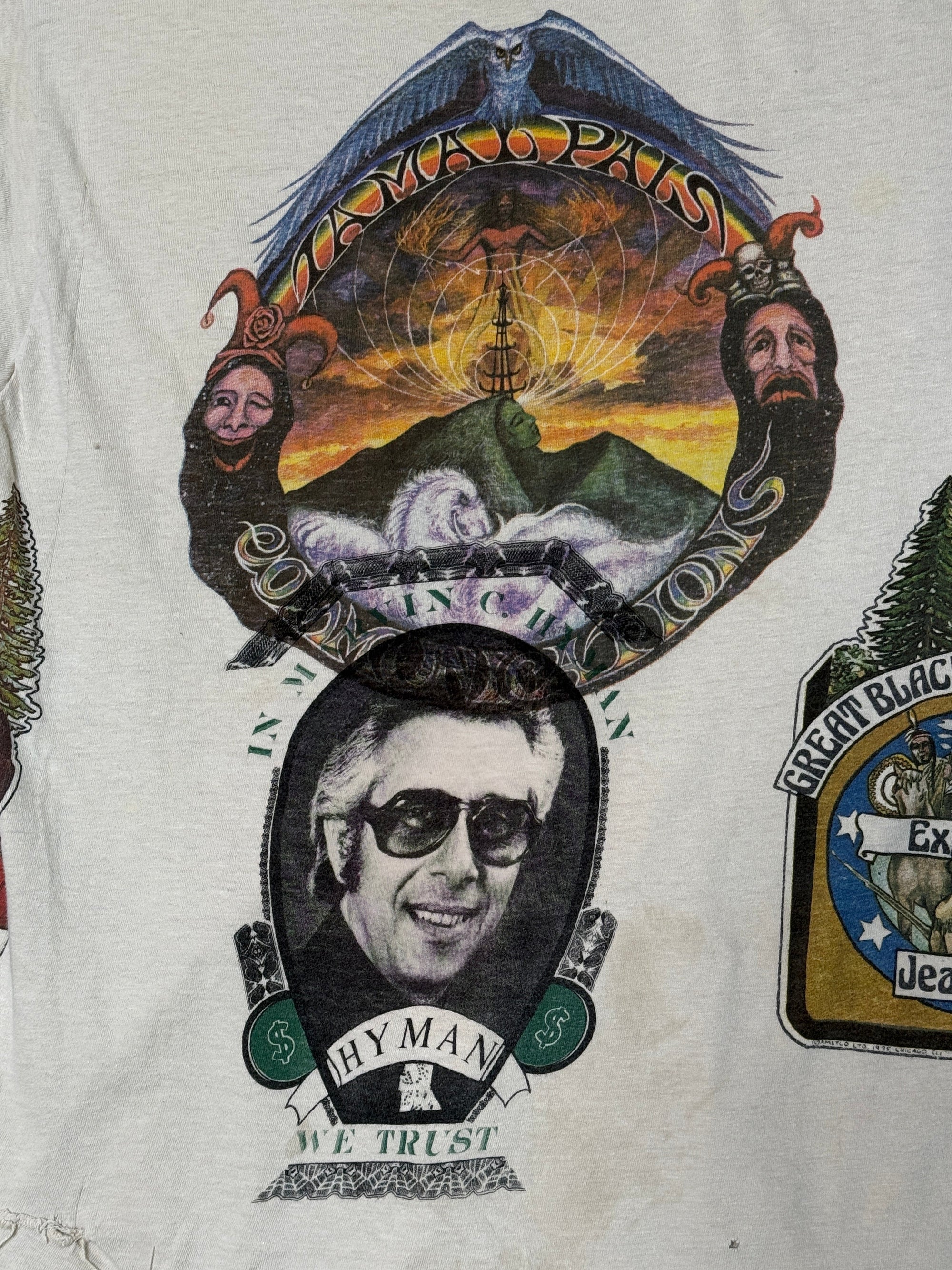 Vintage 1975 Kelley Mouse Studio Test Print T-Shirt | San Francisco, Tiger Rose Graphic Tee | Rare 1970s Psychedelic Art T-Shirt
