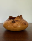 Vintage Signed Handcrafted Fir Burl Wood Bowl | Live Edge Natural Art Turned Vessel