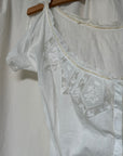Antique 1900s Edwardian White Lace Inset Blouse | Antique Sheer Cotton Top Embroidered