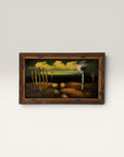 Vintage Mid Century Modern Desert Landscape Black Velvet Painting | MCM Cactus & Yucca Wall Art | Southwestern Framed Original Artwork