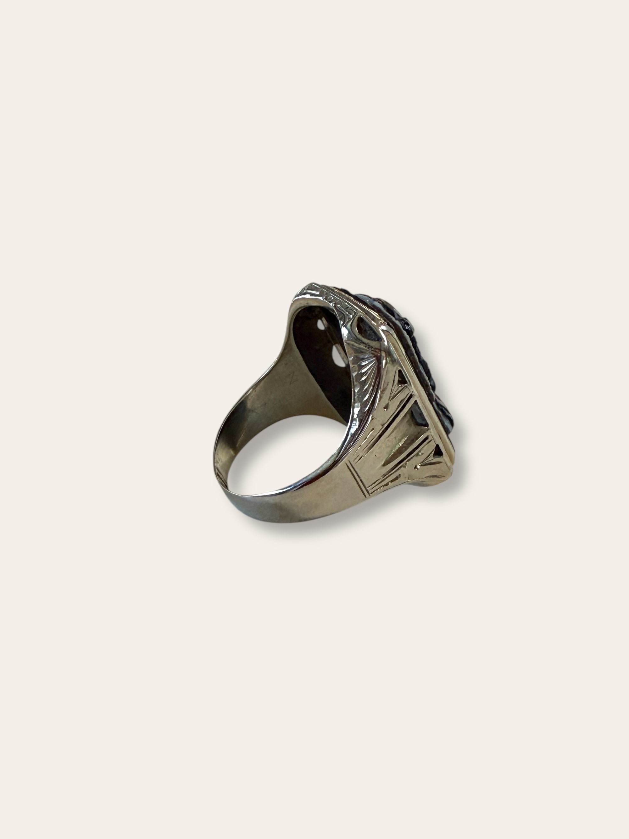 Vintage 1900’s Sardonyx Cameo 14k White Gold Ring Size 10
