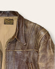 Vintage 1940-50s Windward Horsehide Leather Jacket | Montgomery Ward Brown Belted Back Jacket