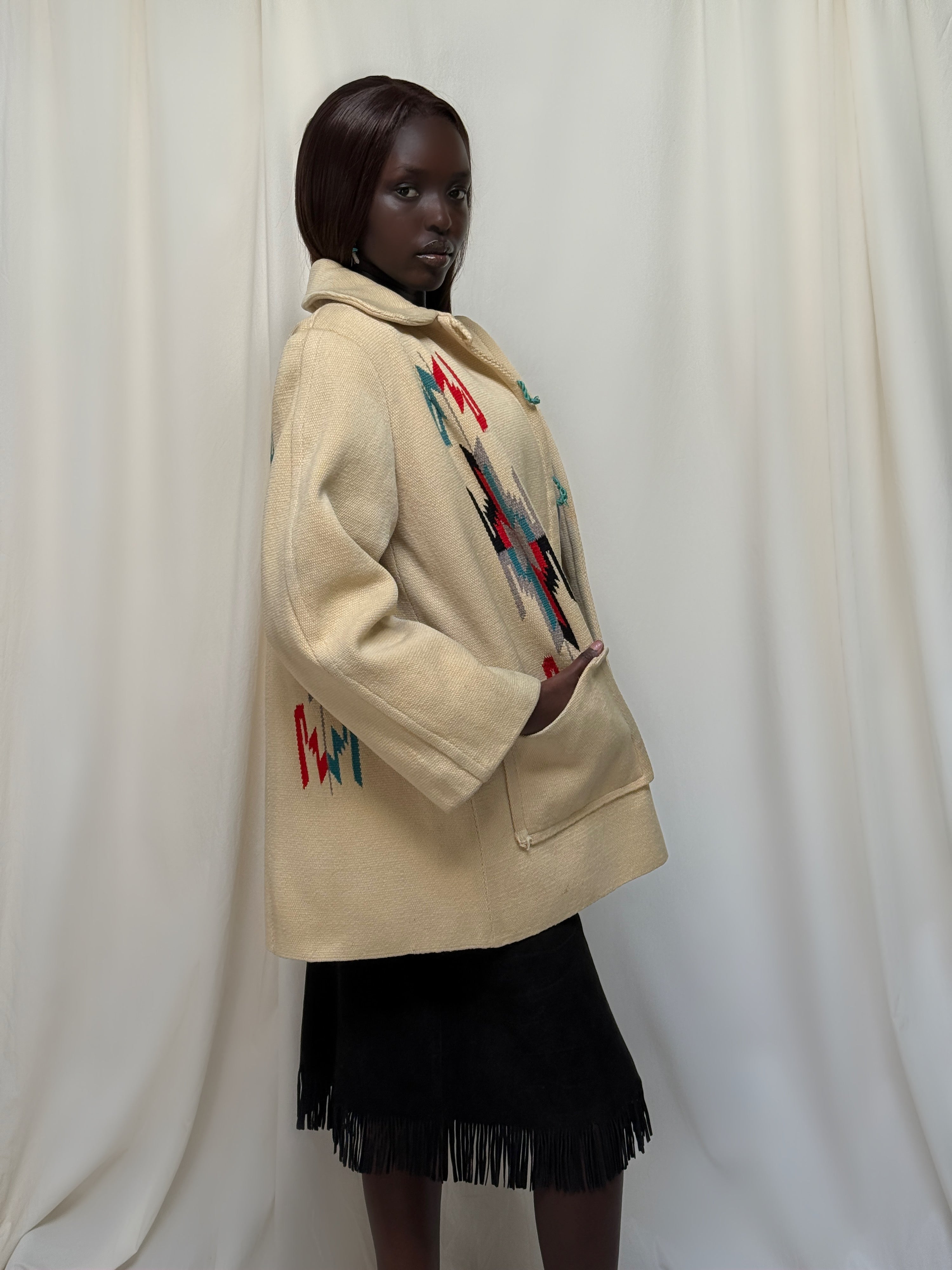 Vintage 1940's Chimayo Woven Jacket | Southwest Hand Woven Wool