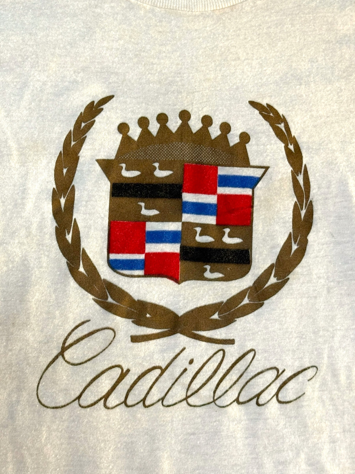 Vintage 1980s Cadillac Wreath Crest T-Shirt | Script Logo Tee