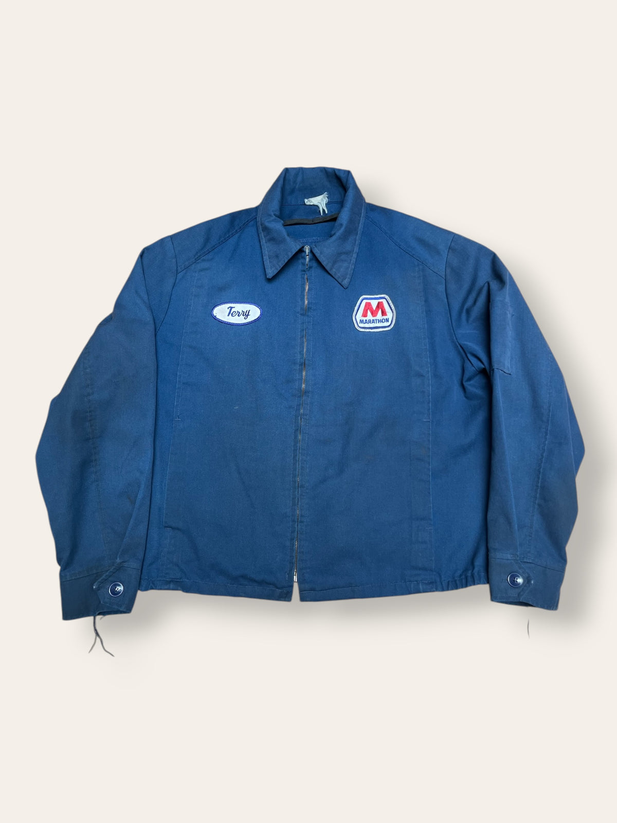 Vintage 1970s Marathon Oil Distressed Work Jacket | Vintage Mechanic Workwear