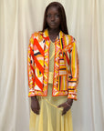 Vintage 1960’s Emilio Pucci Geometric Silk Blouse | Made in Italy Saks Fifth Avenue Silk Shirt