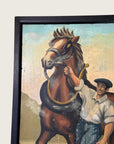 Vintage English MCM Pub Sign "The Steamer" | Mid Century Horse & Cart Tavern Wall Art | Framed British Bar Hand Painted Art