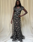 Vintage 1930’s Black & Creme Organza Eyelet Dress