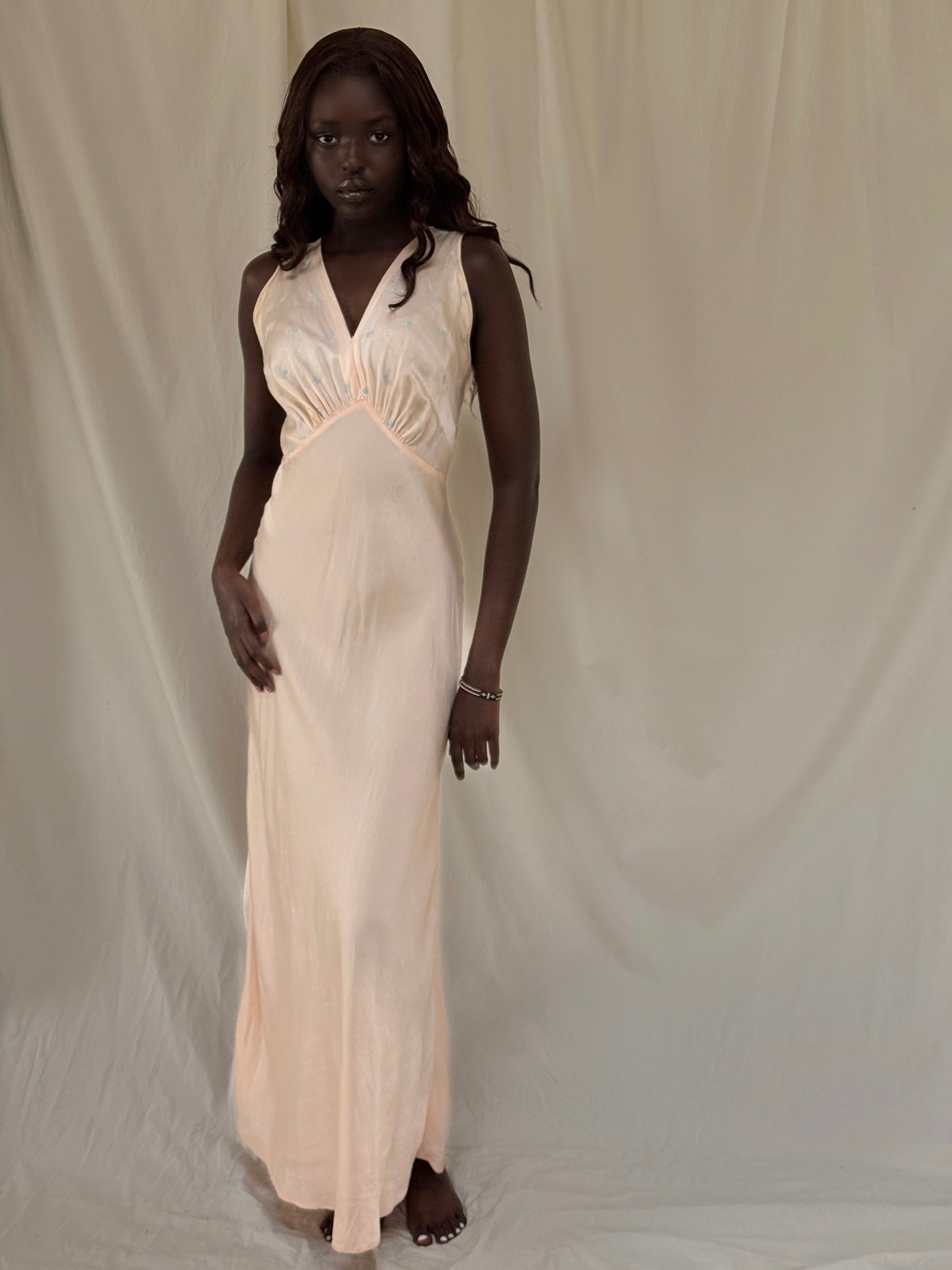 Vintage 1930s Barbizon Silk Rayon Slip Dress | Bias-Cut Negligée Nightgown