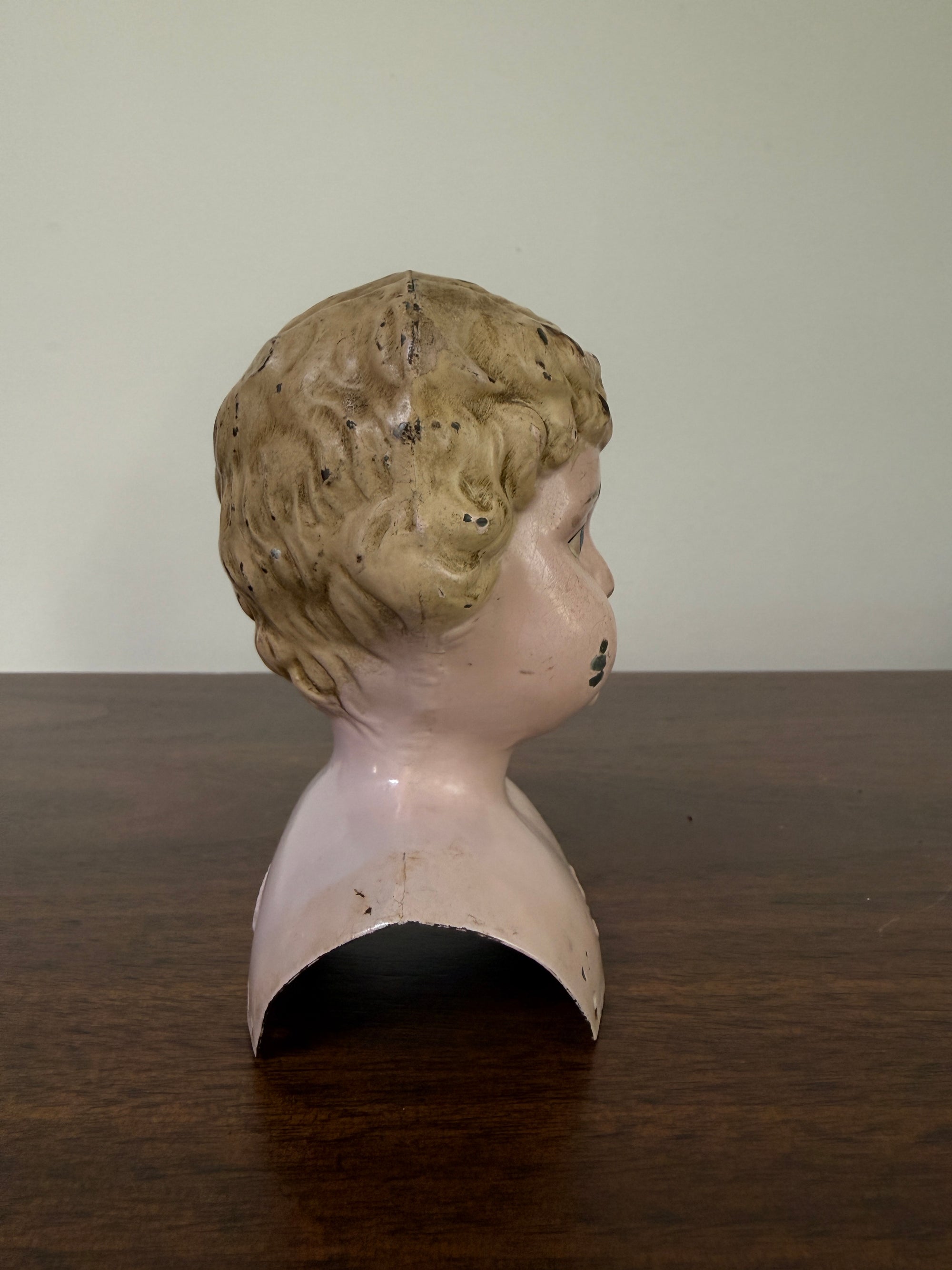 Antique 1900s Minerva Metal Doll Head by Buschow &amp; Beck | Molded Blonde Hair