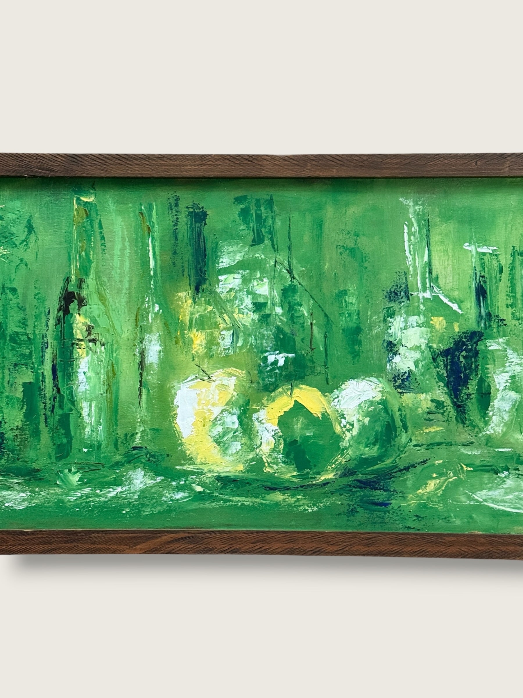 Vintage 1960s Mid-Century Modern Abstract Bar Scene Panoramic Painting | MCM Signed B. Gregor 1965
