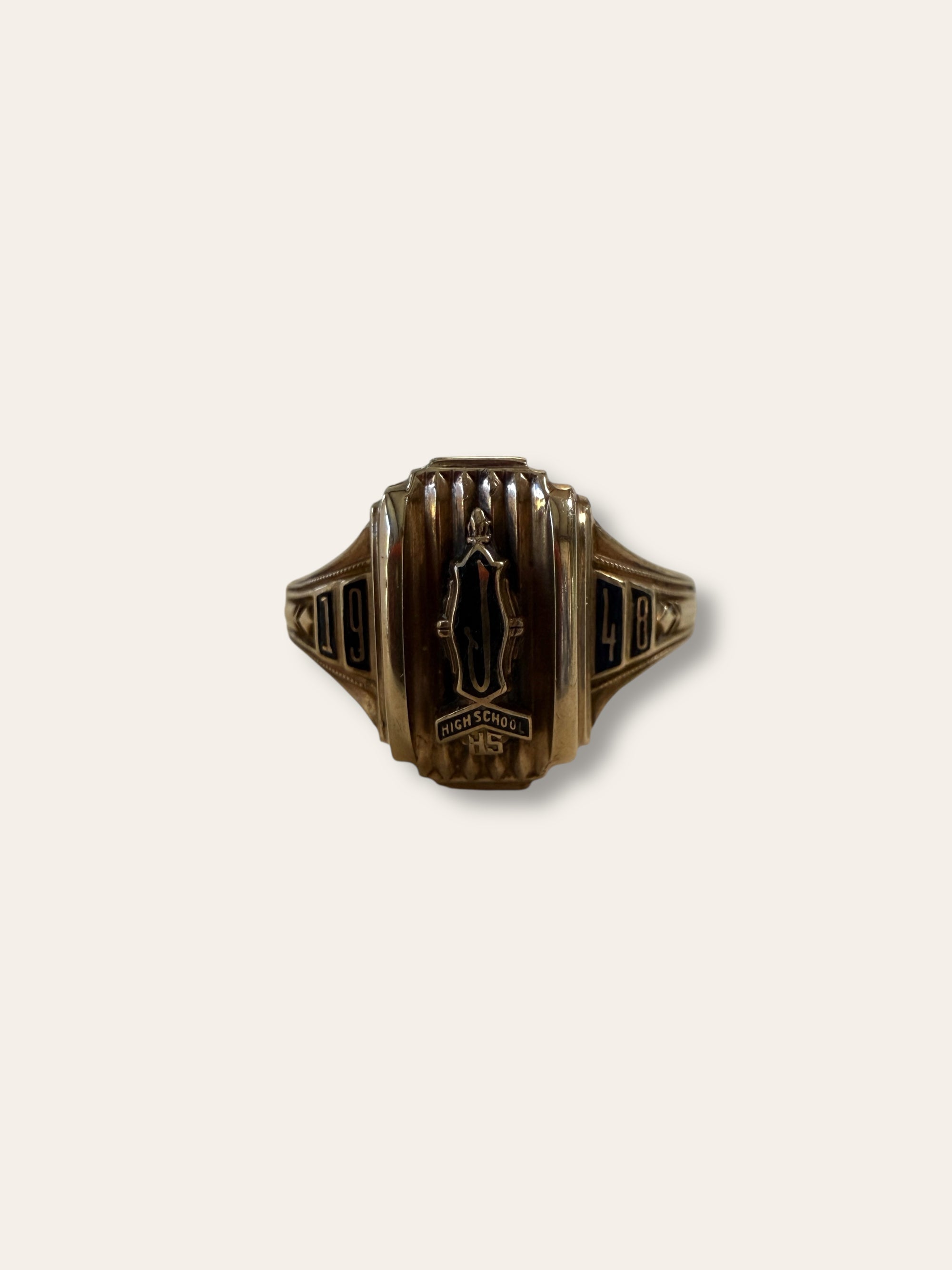 Vintage 1948 Josten 10k Gold Art Deco Class Ring Size 6.5
