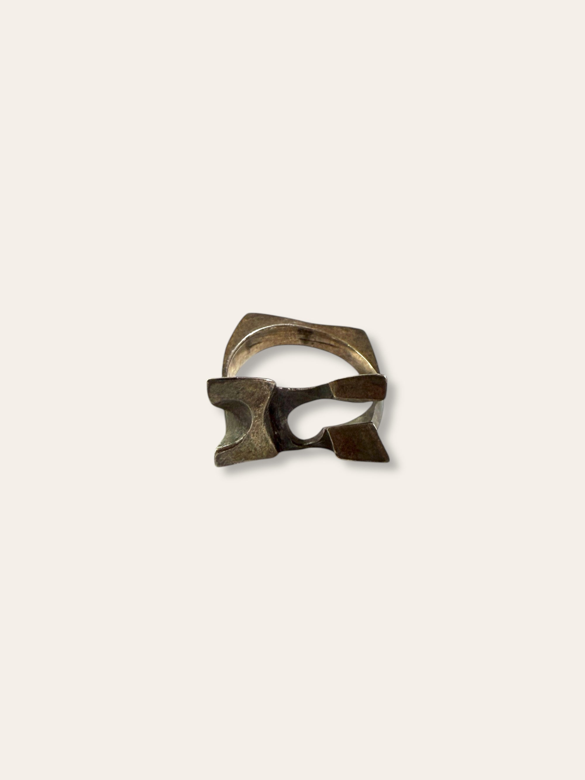 Vintage Modernist Sterling Silver Ring Size 7.5