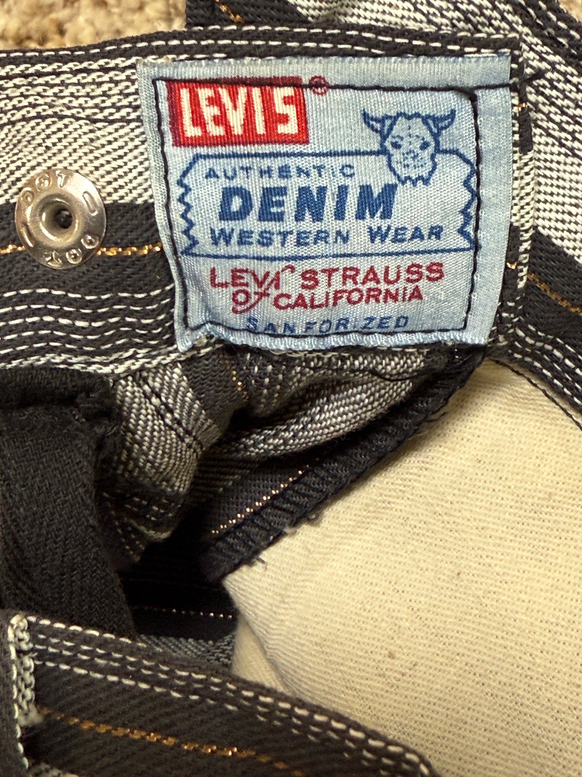 Vintage 1950’s Deadstock Levi’s Western Side Zip Ranch Striped Denim Pants W:24