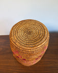 Vintage Jicarilla Apache Coil Handmade Basket With Handles | Native American Pattern Basket