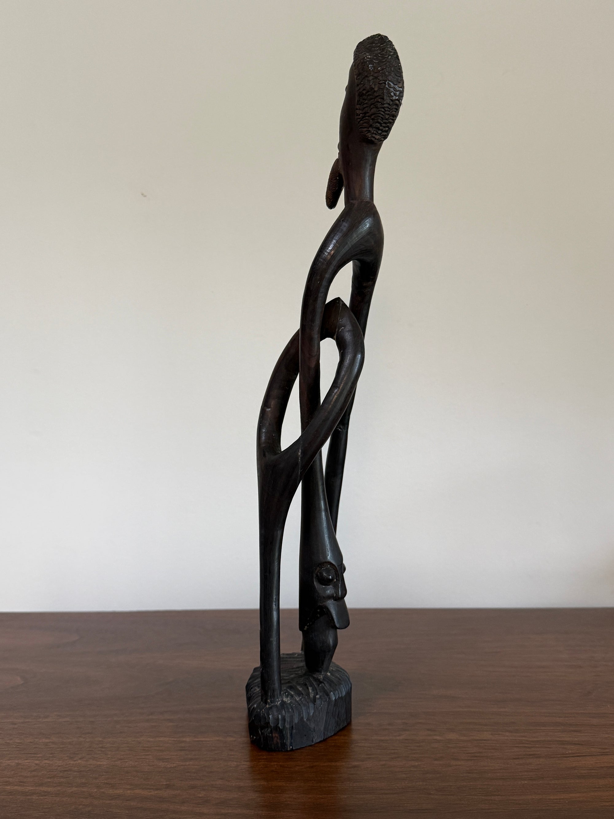 Vintage 1960s Mid-Century Modern Makonde Shetani Spirit Sculpture | Hand-Carved African Blackwood (Mpingo Ebony)