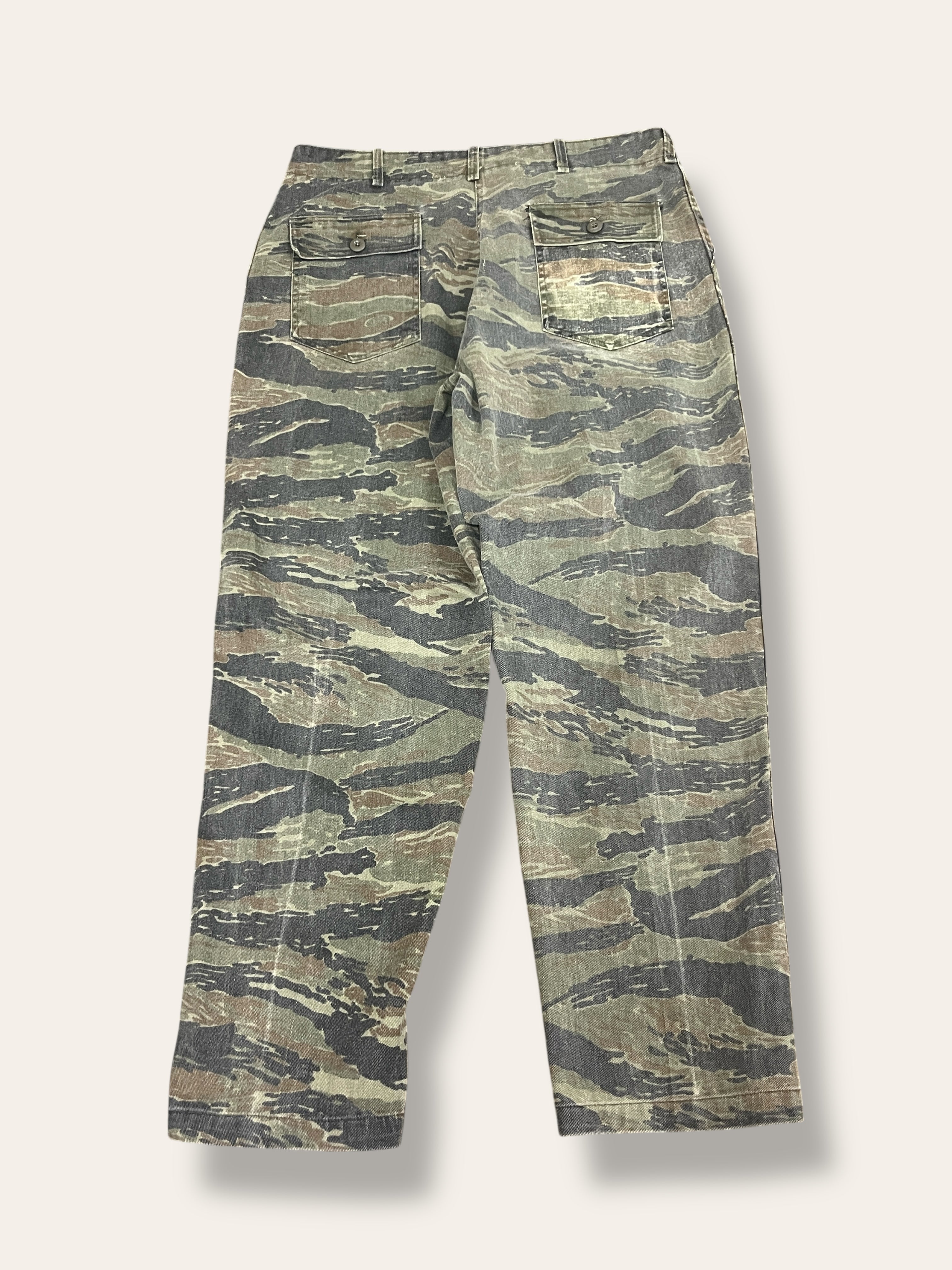 Vintage 1970's Civilian Tiger Stripe Camo Faded Baker Pants W:36