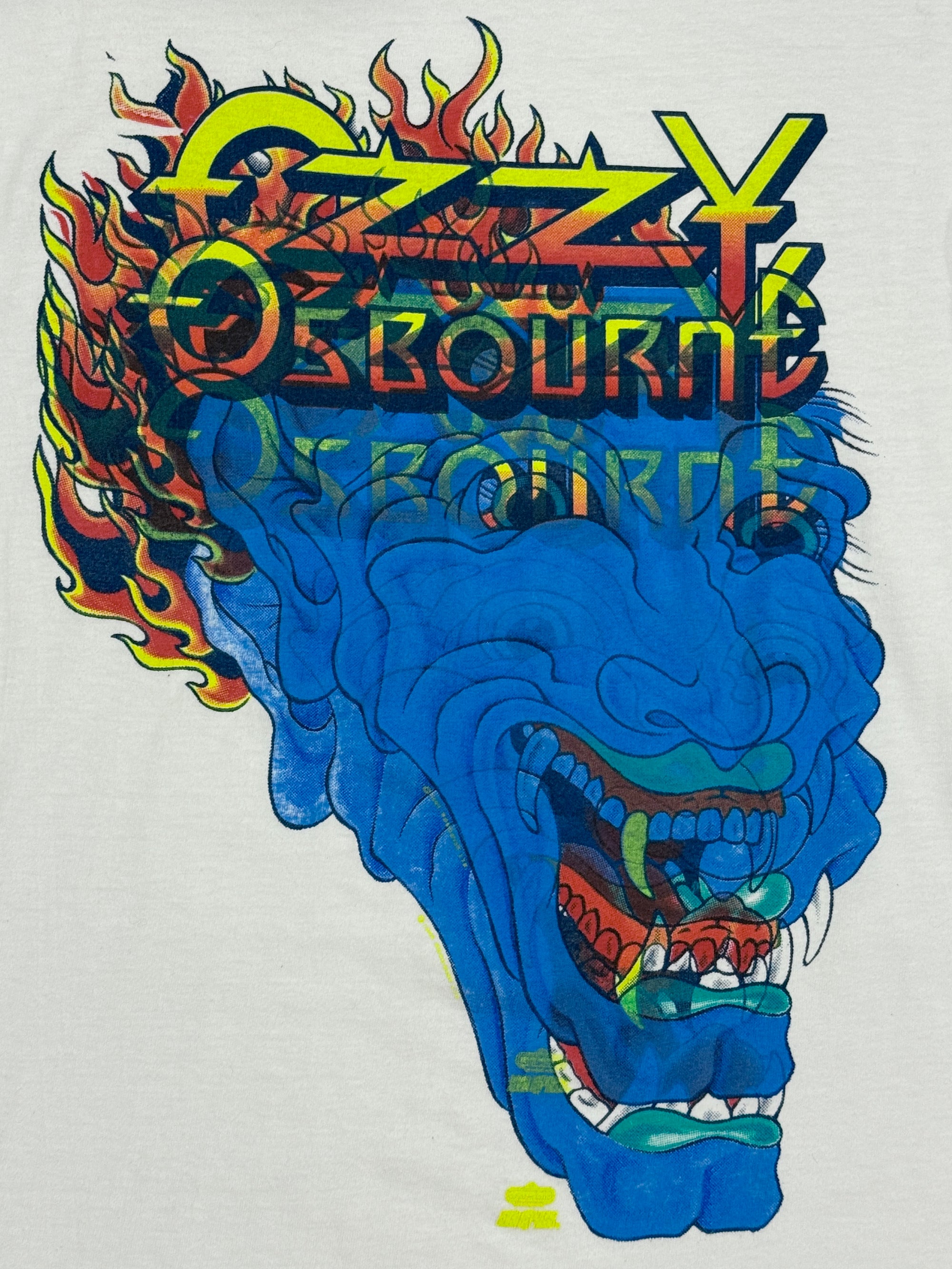 Vintage 1990s Ozzy Osbourne Long Sleeve Tattoo Test Print T-Shirt | Rare Rock Tee