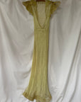 Vintage 1930’s Thrashed Lace Yellow Dress