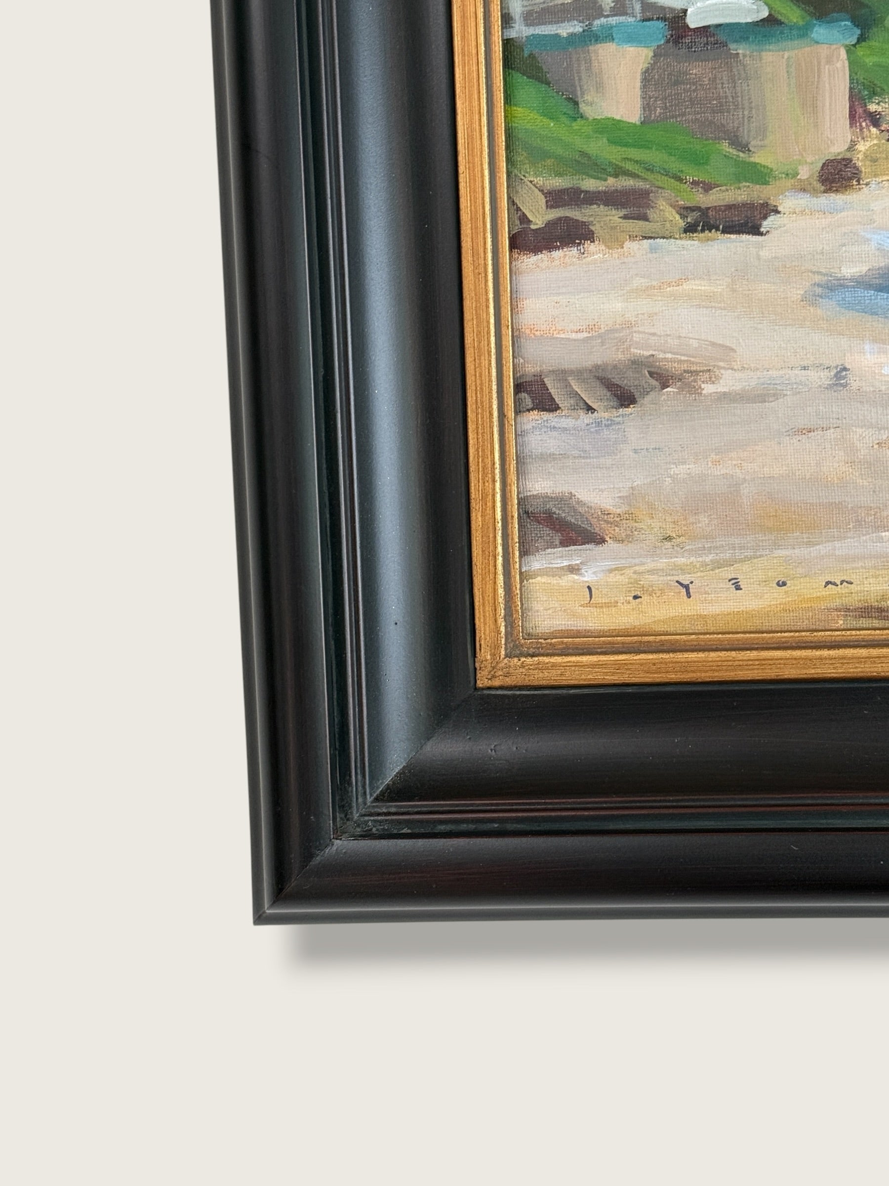 2000s Jeff Yeomans "Beach at Big Rock" Original Oil Painting | Laguna Beach California Coastal Landscape Impressionist Art