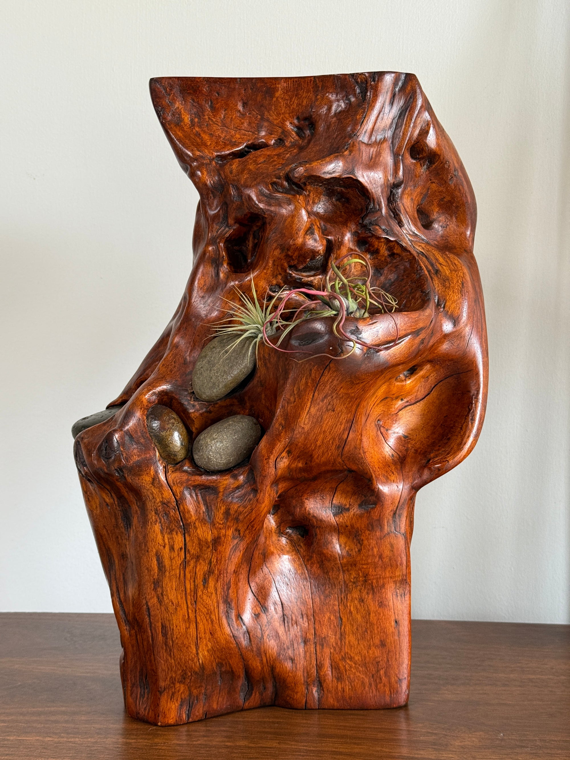 Vintage Mid Century Modern Organic Wood Sculpture | Hand Carved Burl Wood Abstract Biomorphic Art | MCM Naturalist Decor