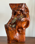 Vintage Mid Century Modern Organic Wood Sculpture | Hand Carved Burl Wood Abstract Biomorphic Art | MCM Naturalist Decor