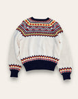 Vintage 1950’s Norway Fair Isle Navy Wool Cardigan Sweater