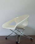 Vintage Mid Century Modern Mini Shell Chair | White Scoop Accent Chair | Space Age Atomic MCM Design Chair