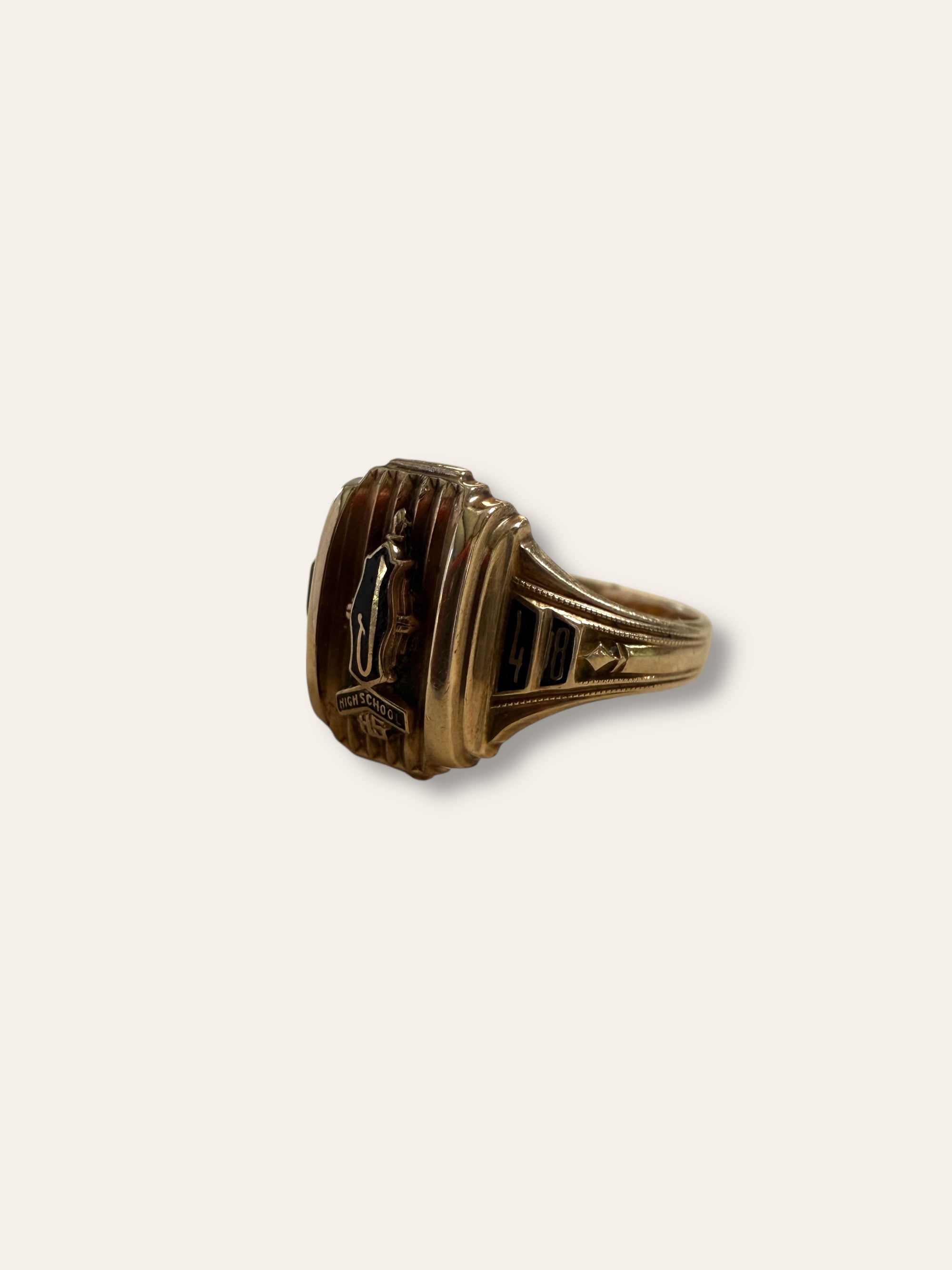 Vintage 1948 Josten 10k Gold Art Deco Class Ring Size 6.5