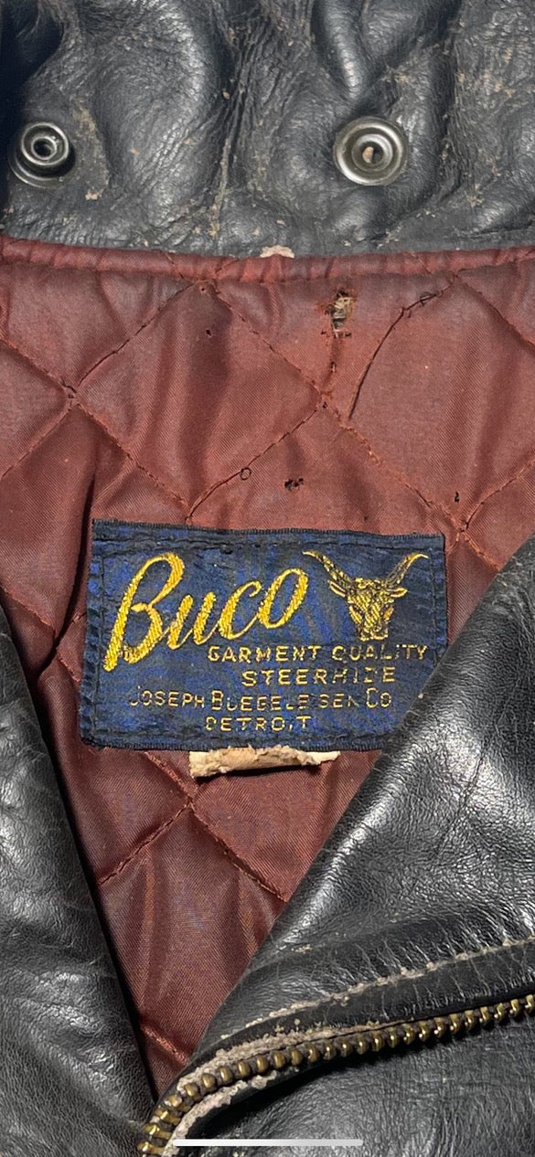 Vintage 1950's Buco Distressed “D” Pocket Leather Jacket