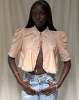 Vintage 1930s Silk & Lace Puff Sleeve Bed Jacket | Romantic Silk Lingerie Top