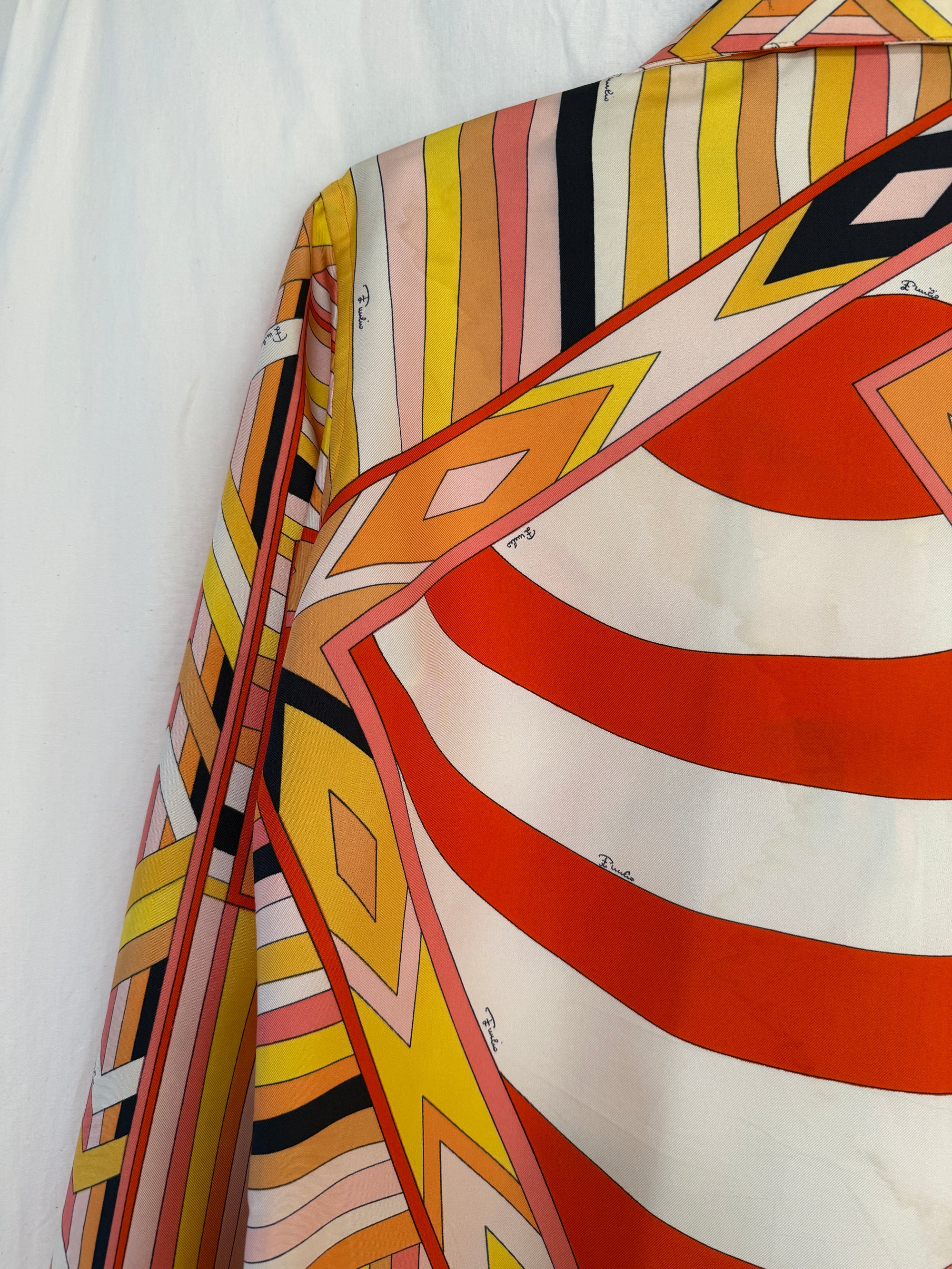 Vintage 1960’s Emilio Pucci Geometric Silk Blouse | Made in Italy Saks Fifth Avenue Silk Shirt