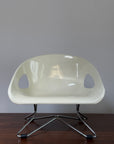 Vintage Mid Century Modern Mini Shell Chair | White Scoop Accent Chair | Space Age Atomic MCM Design Chair