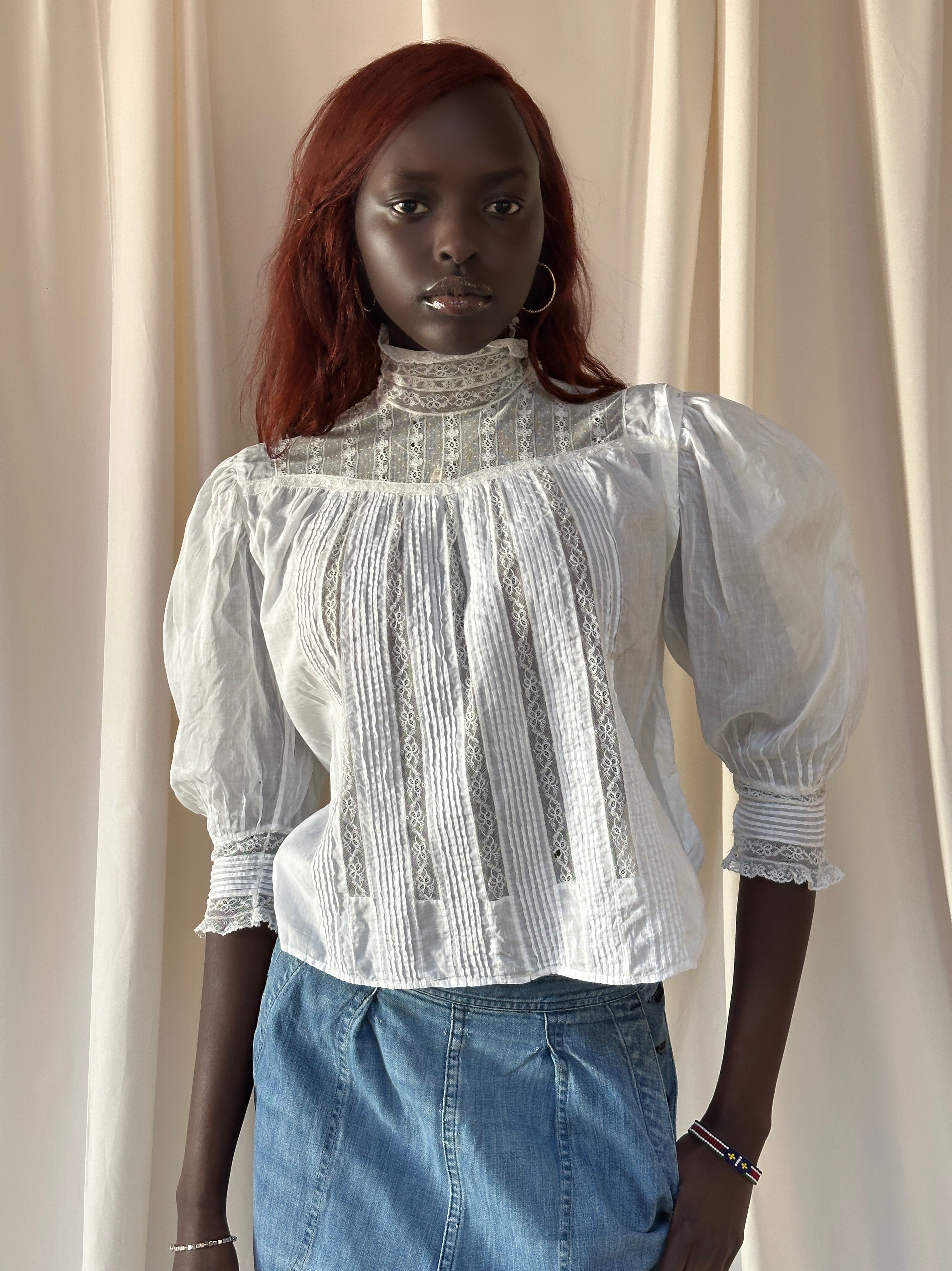 Vintage Edwardian Pleated Cotton Lace Blouse – Afterlife Boutique