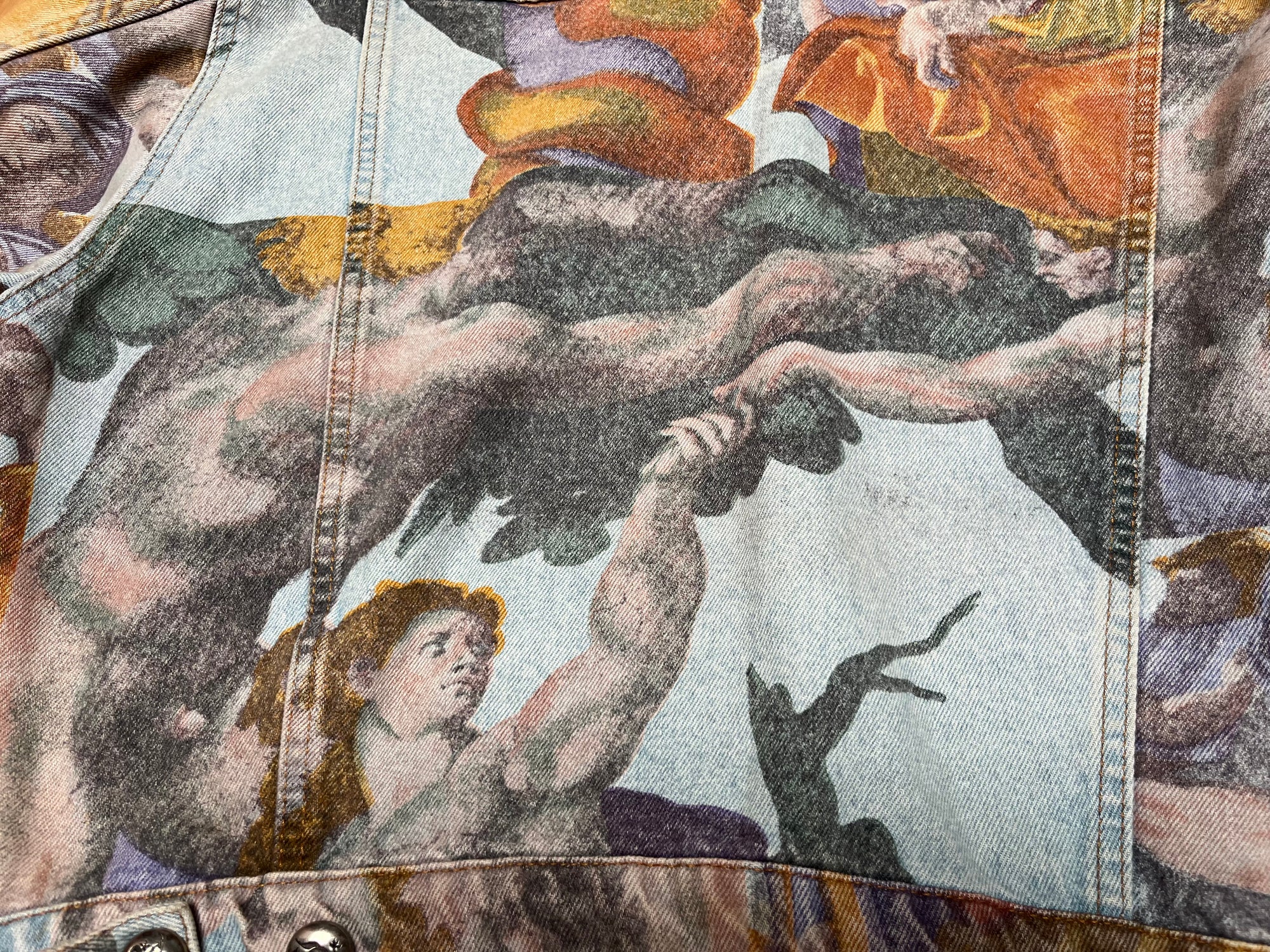 Vintage 1990s All Over Print Denim Jacket | Michelangelo Renaissance Jacket