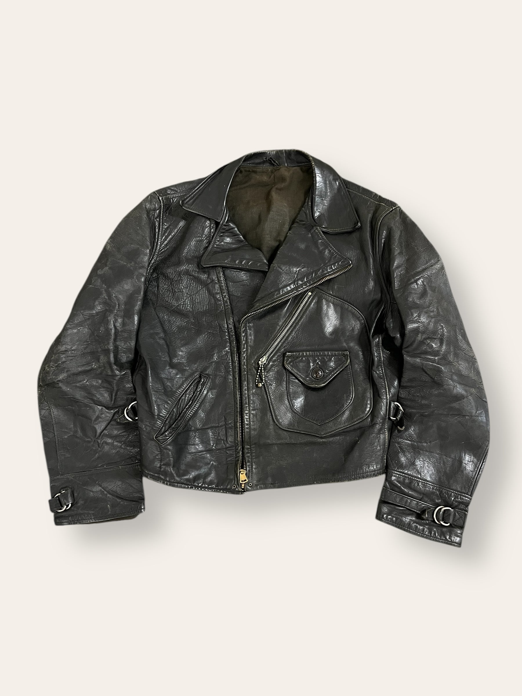 Vintage 1930's Simmons Bilt D Pocket Horsehide Leather Jacket Sz
