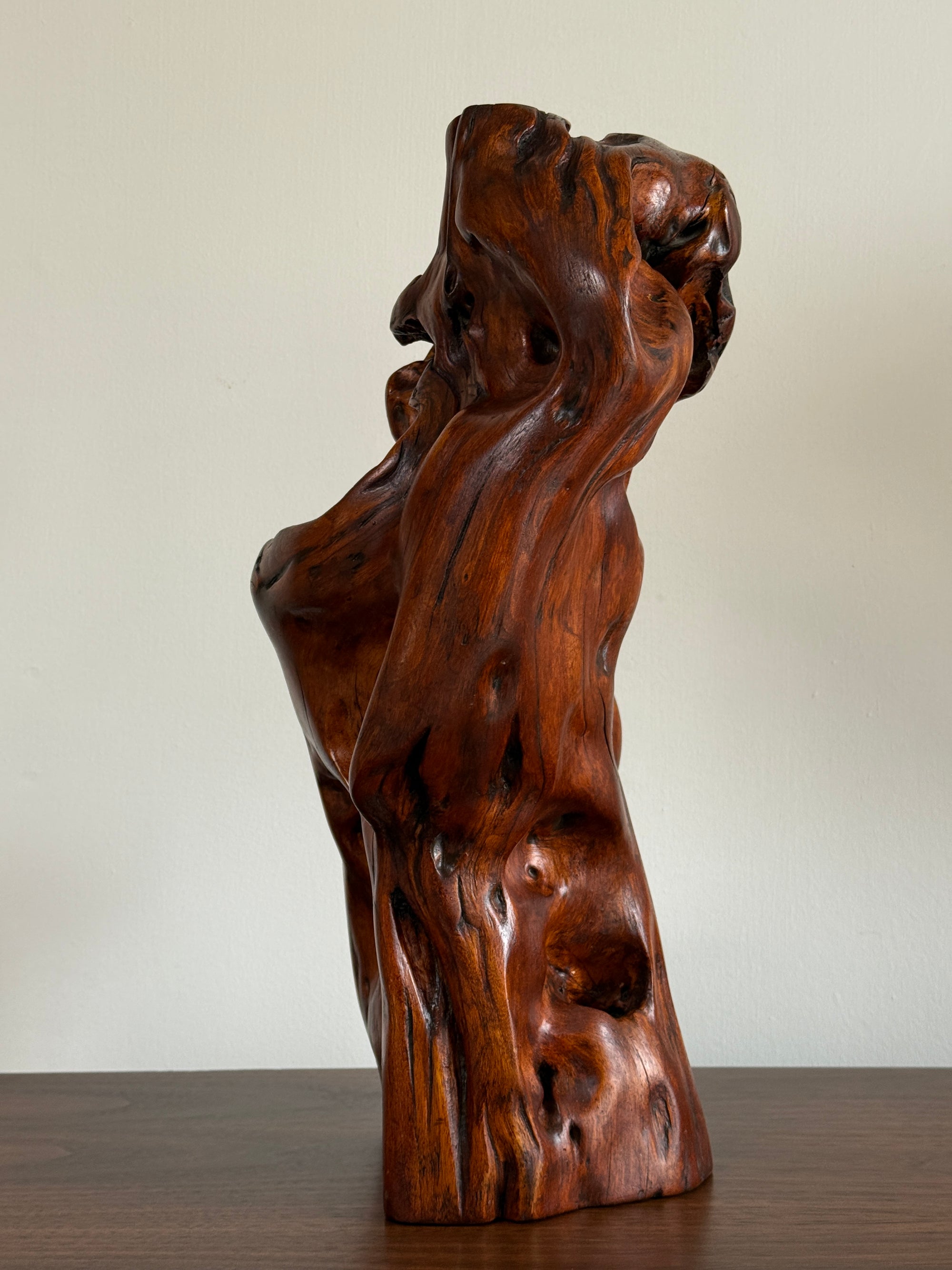 Vintage Mid Century Modern Organic Wood Sculpture | Hand Carved Burl Wood Abstract Biomorphic Art | MCM Naturalist Decor