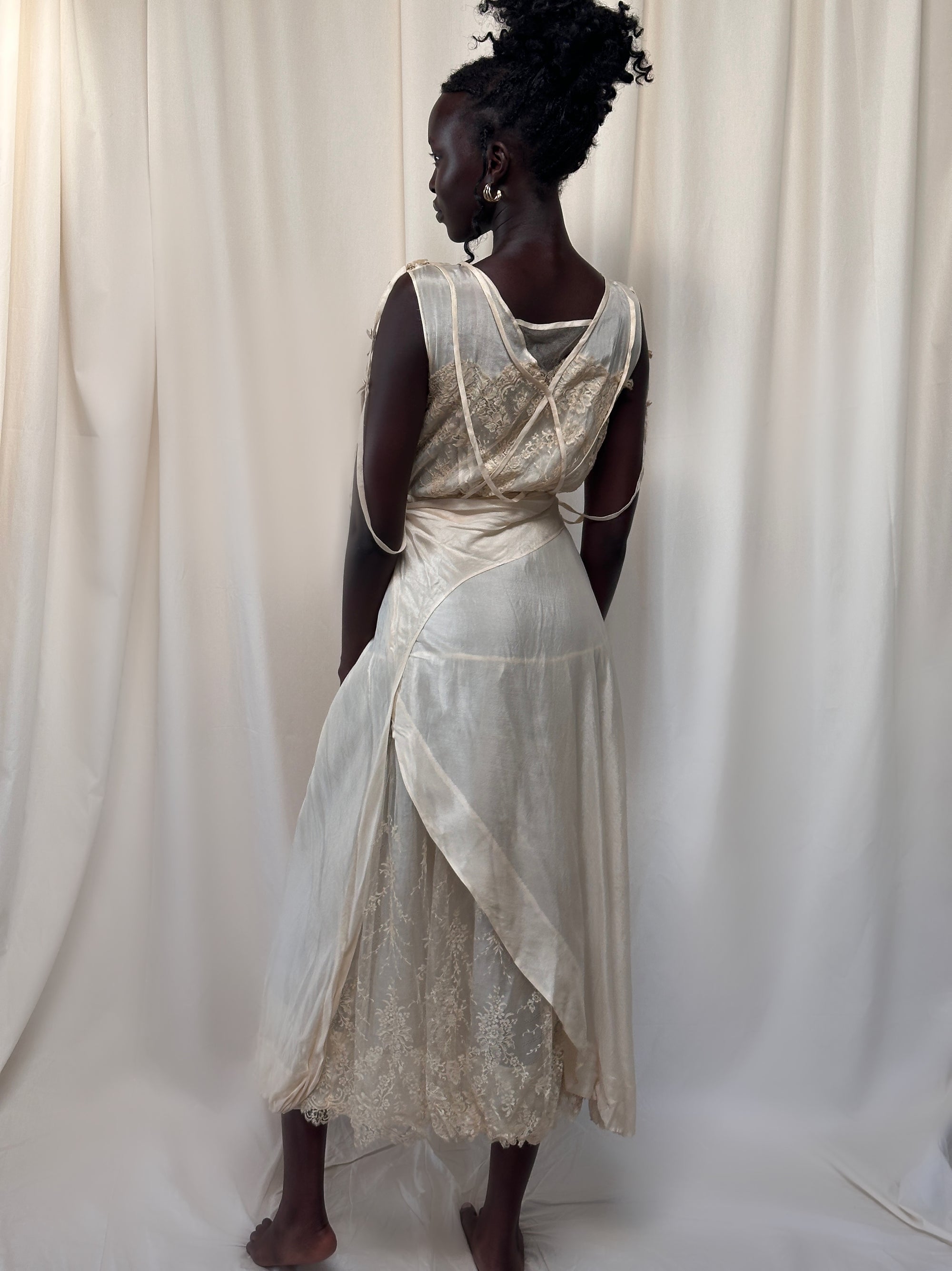 Vintage 1920s Ecru Chantilly Lace Silk Dress | Romantic Antique Flappe Afterlife Boutique Vintage 1920s Ecru Chantilly Lace Silk Dress | Romantic Antique Flappe Afterlife Boutique
