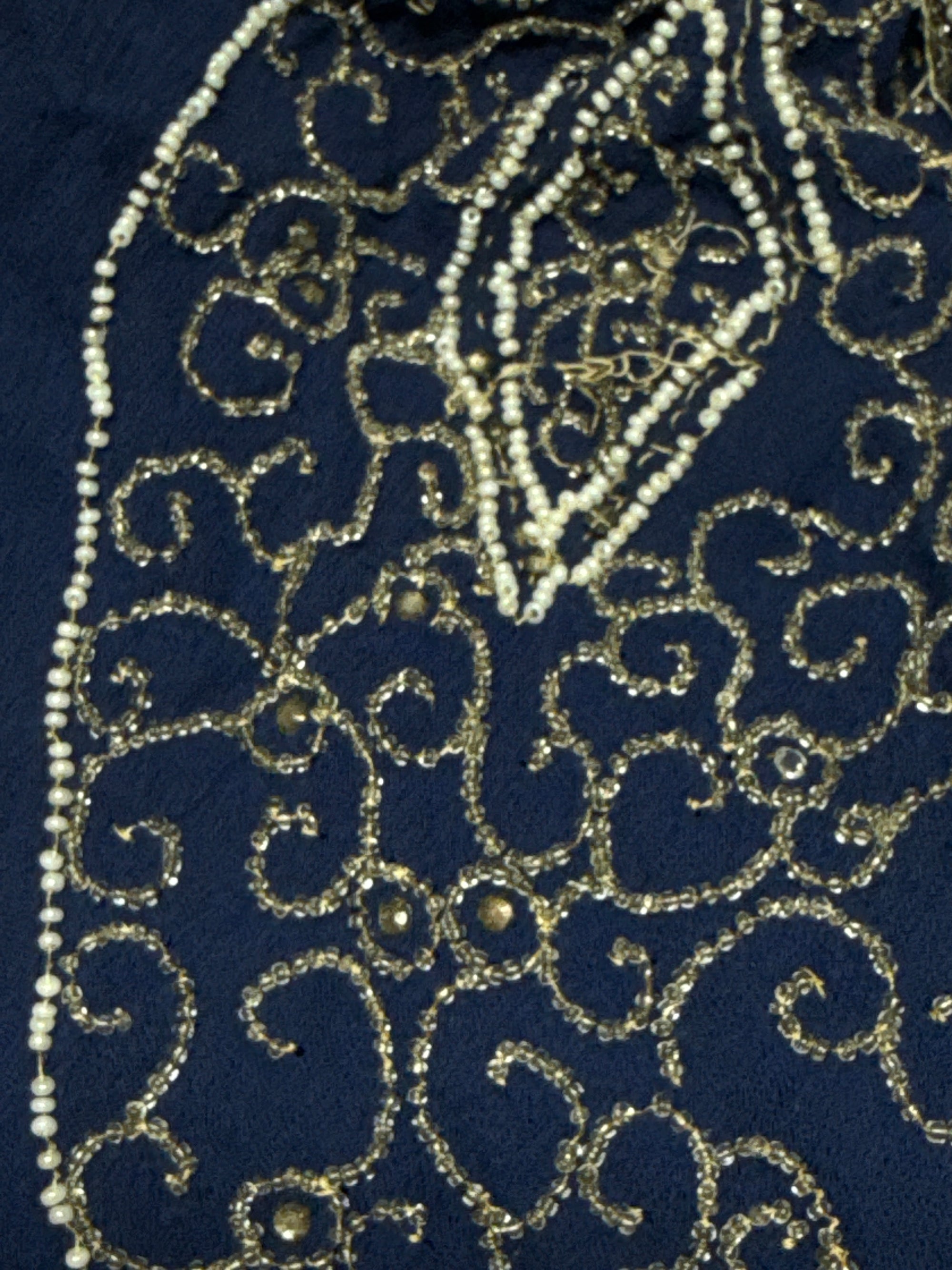 Vintage 1940’s Beaded Navy Crepe Dress