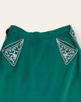 Vintage 1940's Gabardine Hollywood Western Skirt | Chain Stitch Embroidery, Rhinestones W:28