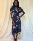 Vintage 1940’s Semi-Sheer Floral Chiffon  Dress